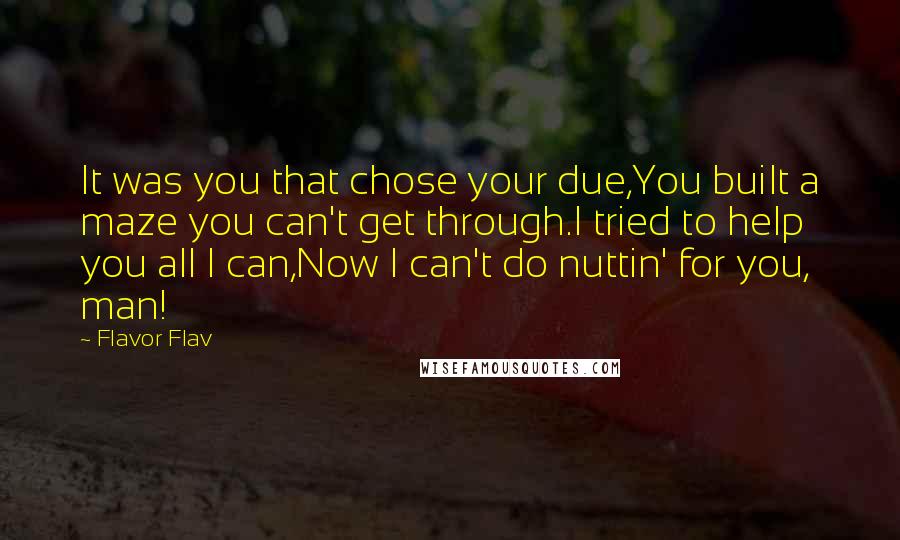 Flavor Flav Quotes: It was you that chose your due,You built a maze you can't get through.I tried to help you all I can,Now I can't do nuttin' for you, man!