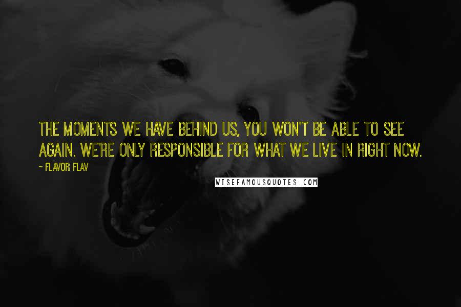 Flavor Flav Quotes: The moments we have behind us, you won't be able to see again. We're only responsible for what we live in right now.