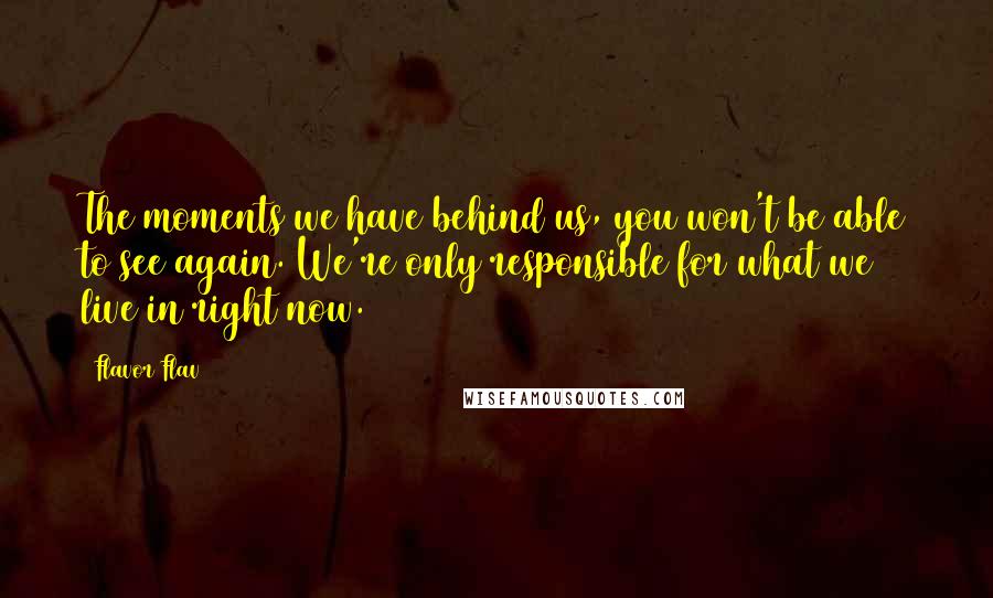 Flavor Flav Quotes: The moments we have behind us, you won't be able to see again. We're only responsible for what we live in right now.