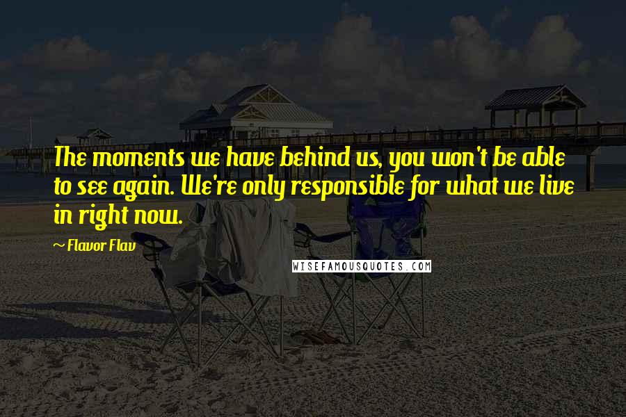 Flavor Flav Quotes: The moments we have behind us, you won't be able to see again. We're only responsible for what we live in right now.