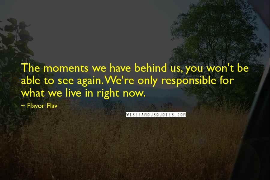 Flavor Flav Quotes: The moments we have behind us, you won't be able to see again. We're only responsible for what we live in right now.