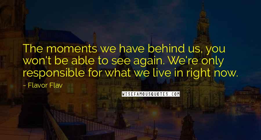 Flavor Flav Quotes: The moments we have behind us, you won't be able to see again. We're only responsible for what we live in right now.