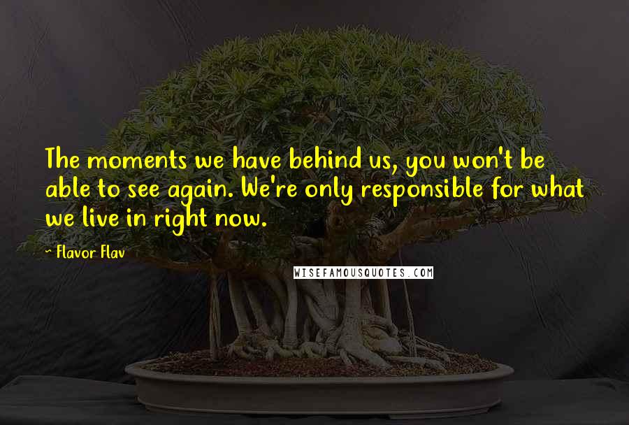 Flavor Flav Quotes: The moments we have behind us, you won't be able to see again. We're only responsible for what we live in right now.