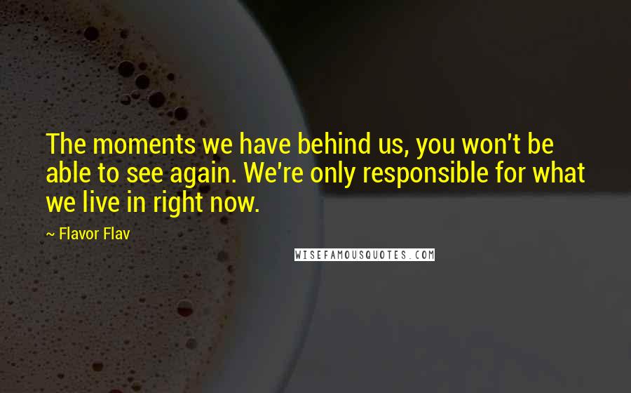 Flavor Flav Quotes: The moments we have behind us, you won't be able to see again. We're only responsible for what we live in right now.