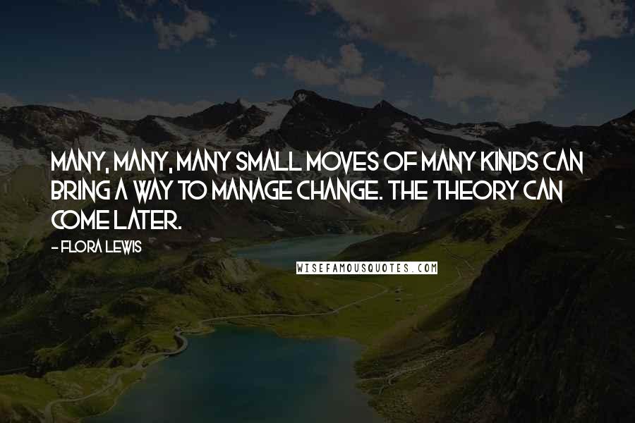 Flora Lewis Quotes: Many, many, many small moves of many kinds can bring a way to manage change. The theory can come later.