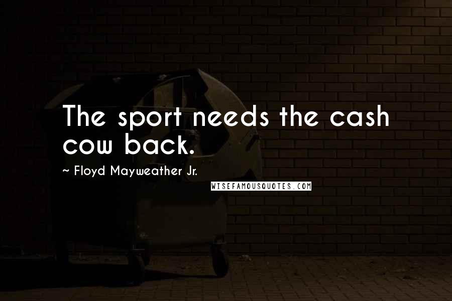 Floyd Mayweather Jr. Quotes: The sport needs the cash cow back.