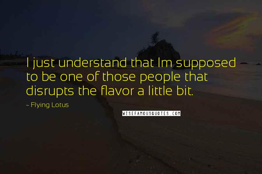 Flying Lotus Quotes: I just understand that Im supposed to be one of those people that disrupts the flavor a little bit.