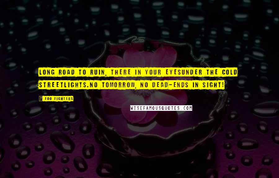 Foo Fighters Quotes: Long road to ruin, there in your eyesUnder the cold streetlights.No tomorrow, no dead-ends in sight!