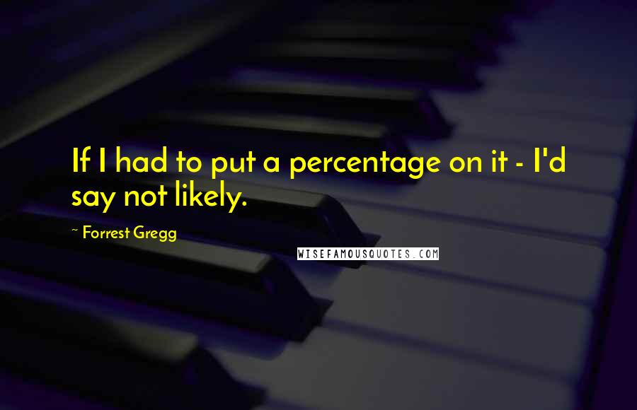 Forrest Gregg Quotes: If I had to put a percentage on it - I'd say not likely.