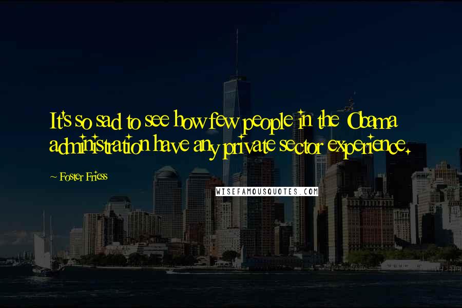 Foster Friess Quotes: It's so sad to see how few people in the Obama administration have any private sector experience.