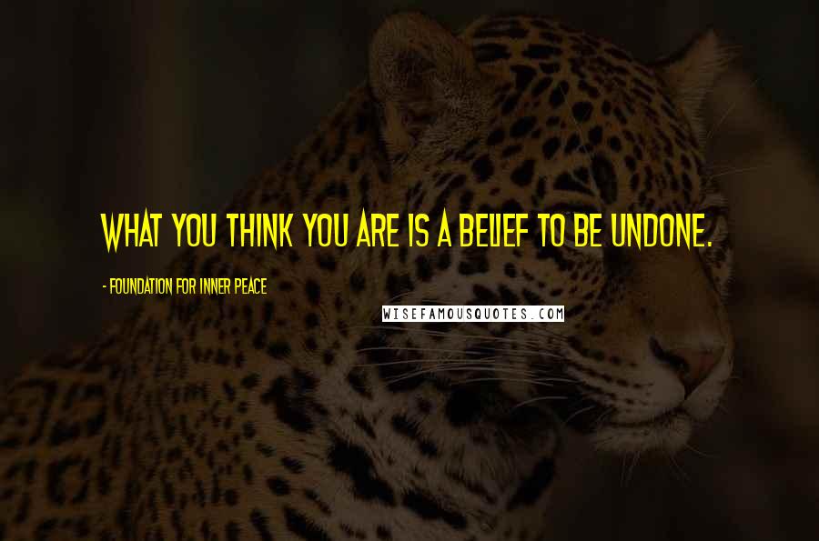 Foundation For Inner Peace Quotes: What you think you are is a belief to be undone.