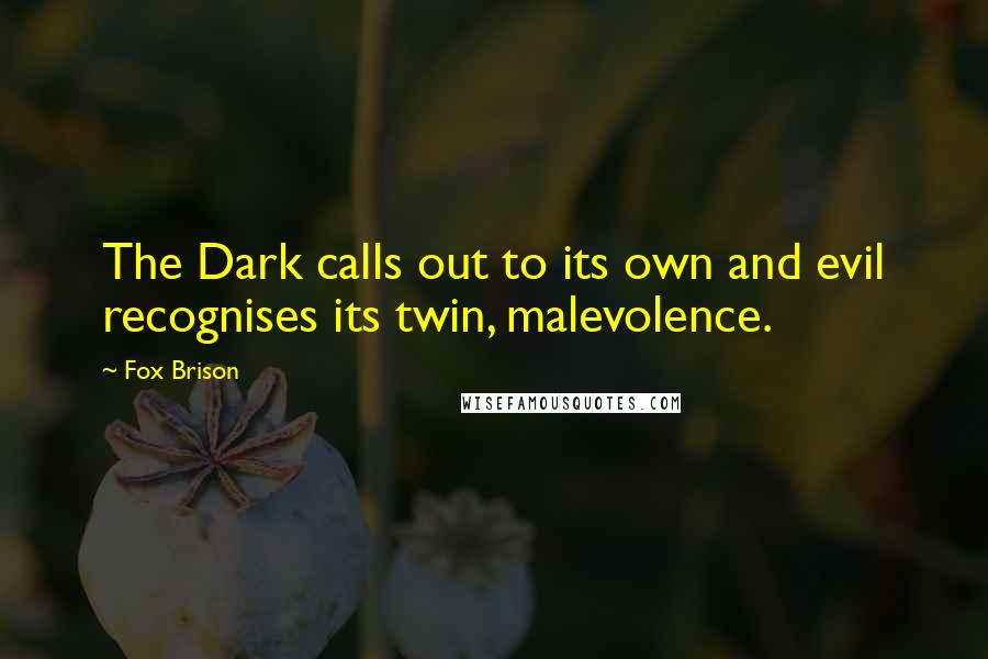 Fox Brison Quotes: The Dark calls out to its own and evil recognises its twin, malevolence.