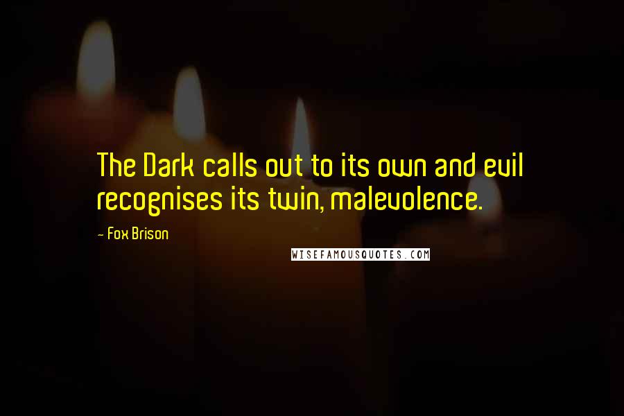 Fox Brison Quotes: The Dark calls out to its own and evil recognises its twin, malevolence.