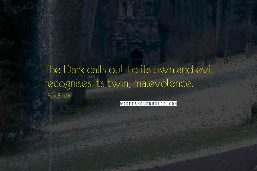 Fox Brison Quotes: The Dark calls out to its own and evil recognises its twin, malevolence.