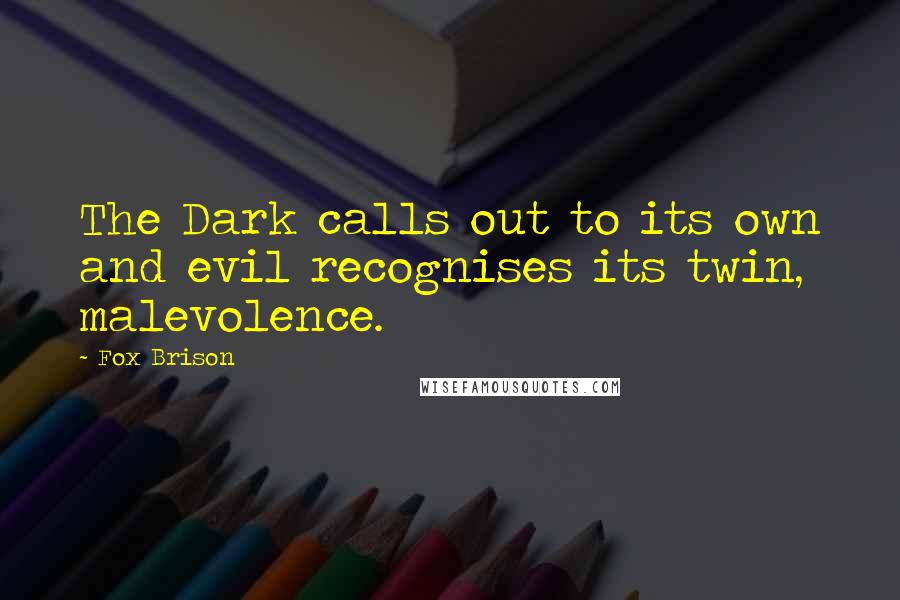 Fox Brison Quotes: The Dark calls out to its own and evil recognises its twin, malevolence.