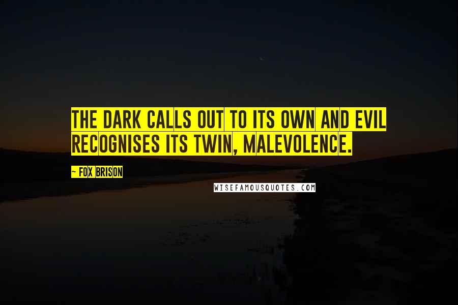 Fox Brison Quotes: The Dark calls out to its own and evil recognises its twin, malevolence.