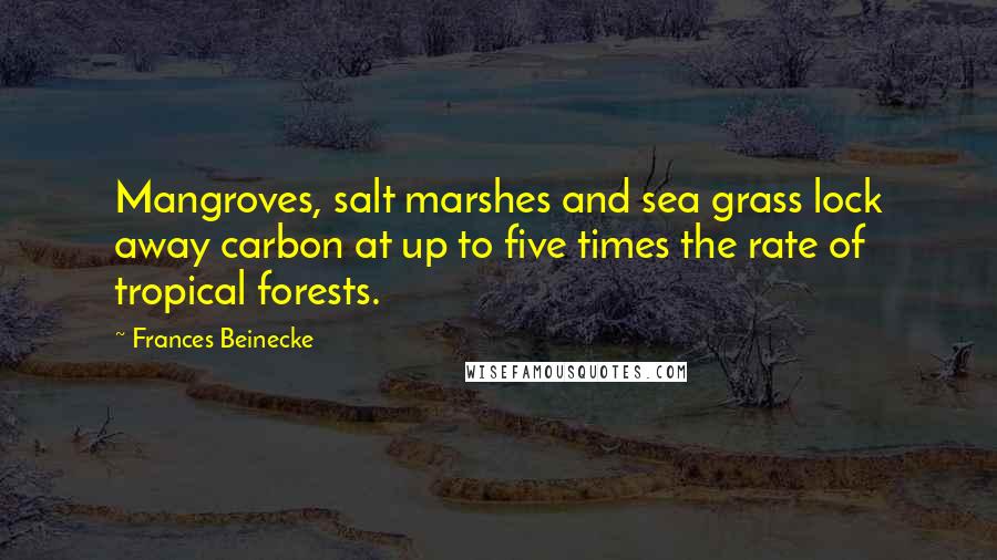 Frances Beinecke Quotes: Mangroves, salt marshes and sea grass lock away carbon at up to five times the rate of tropical forests.
