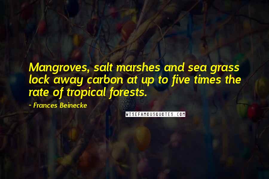 Frances Beinecke Quotes: Mangroves, salt marshes and sea grass lock away carbon at up to five times the rate of tropical forests.