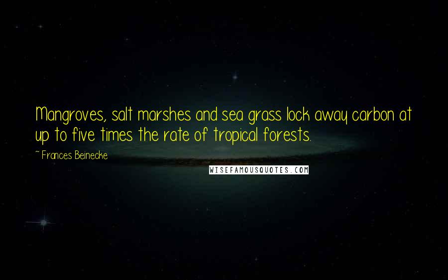 Frances Beinecke Quotes: Mangroves, salt marshes and sea grass lock away carbon at up to five times the rate of tropical forests.