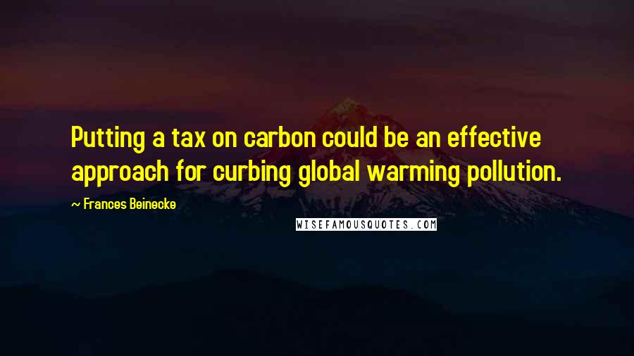 Frances Beinecke Quotes: Putting a tax on carbon could be an effective approach for curbing global warming pollution.