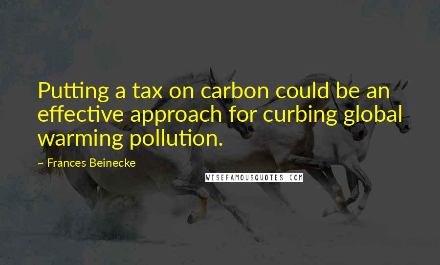Frances Beinecke Quotes: Putting a tax on carbon could be an effective approach for curbing global warming pollution.