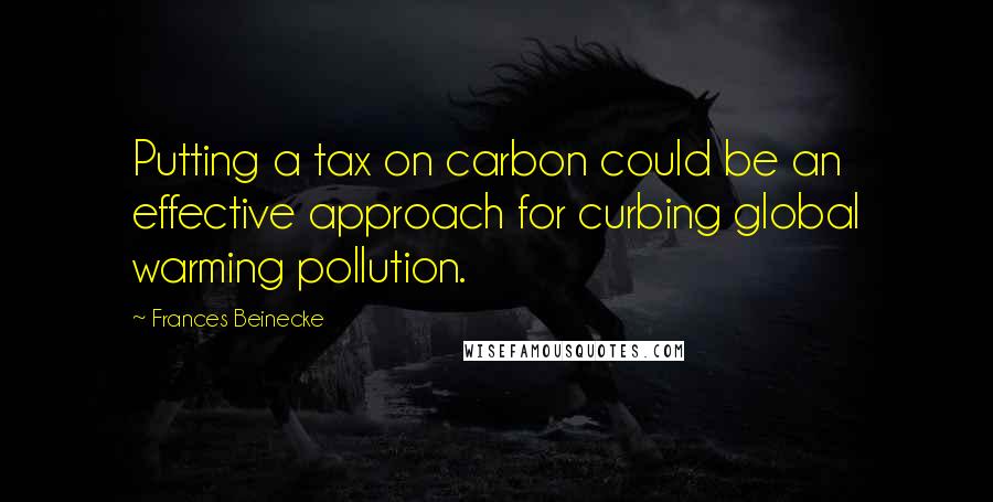 Frances Beinecke Quotes: Putting a tax on carbon could be an effective approach for curbing global warming pollution.
