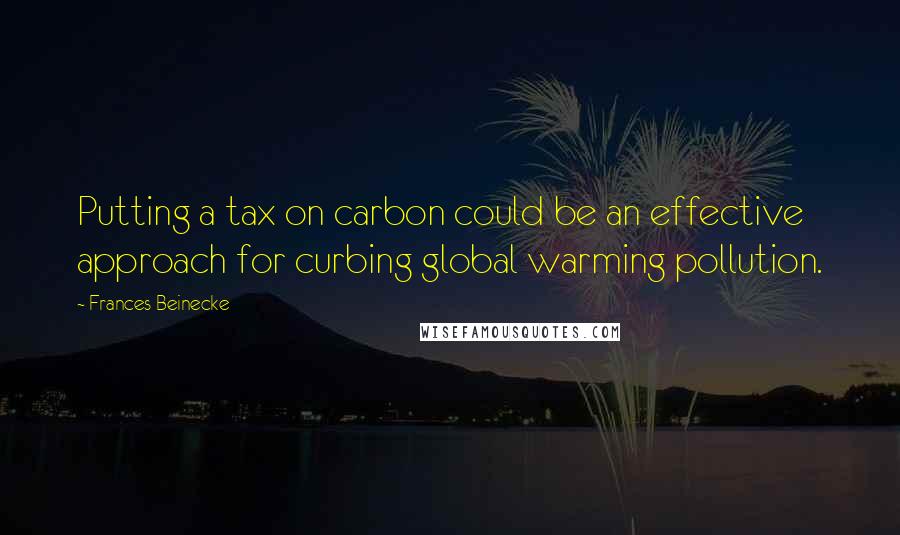 Frances Beinecke Quotes: Putting a tax on carbon could be an effective approach for curbing global warming pollution.