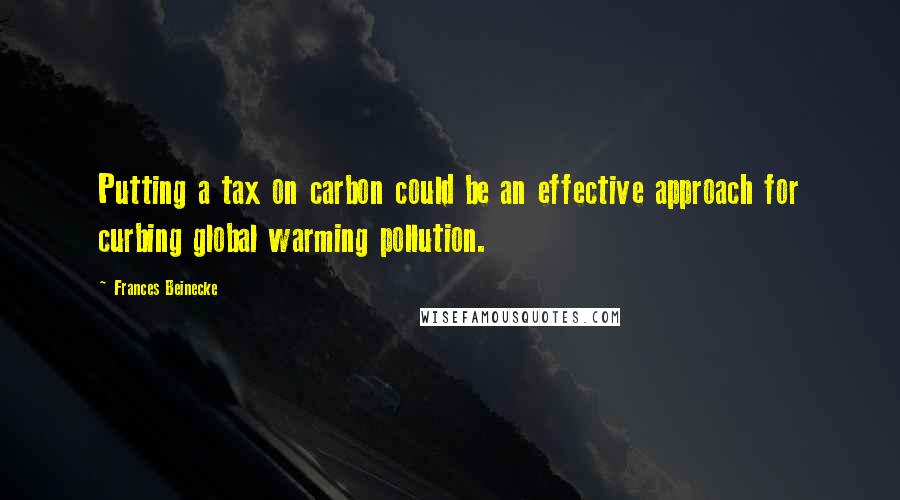 Frances Beinecke Quotes: Putting a tax on carbon could be an effective approach for curbing global warming pollution.