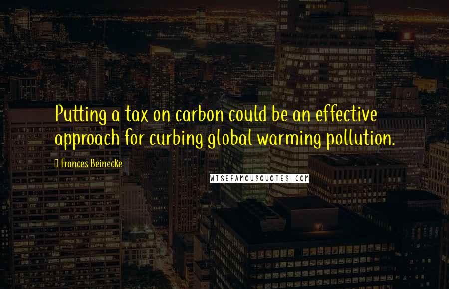 Frances Beinecke Quotes: Putting a tax on carbon could be an effective approach for curbing global warming pollution.