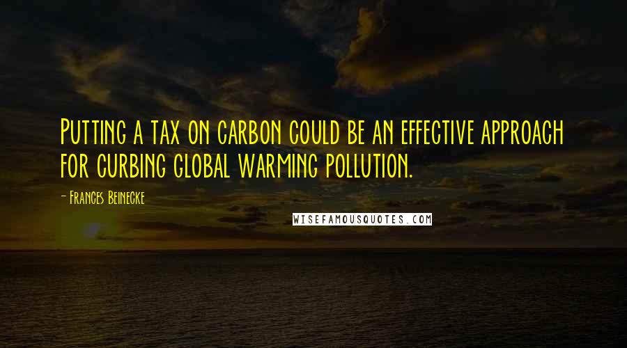 Frances Beinecke Quotes: Putting a tax on carbon could be an effective approach for curbing global warming pollution.