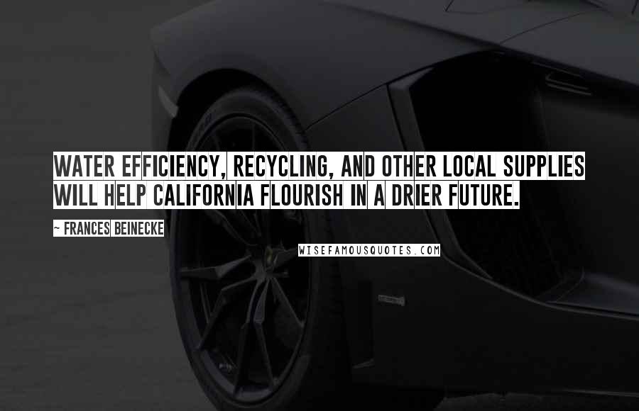 Frances Beinecke Quotes: Water efficiency, recycling, and other local supplies will help California flourish in a drier future.