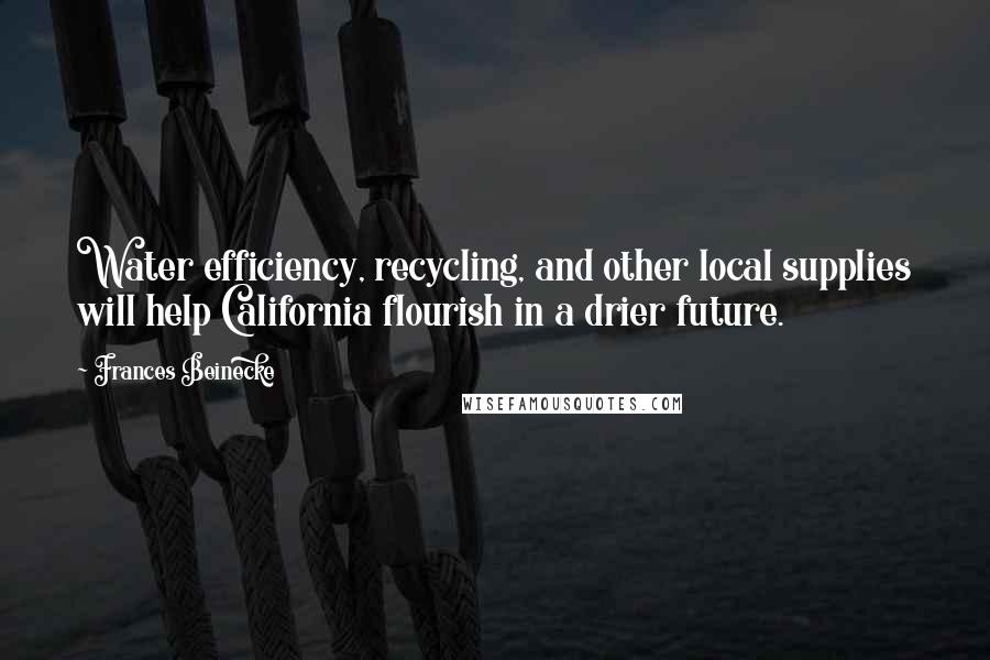 Frances Beinecke Quotes: Water efficiency, recycling, and other local supplies will help California flourish in a drier future.