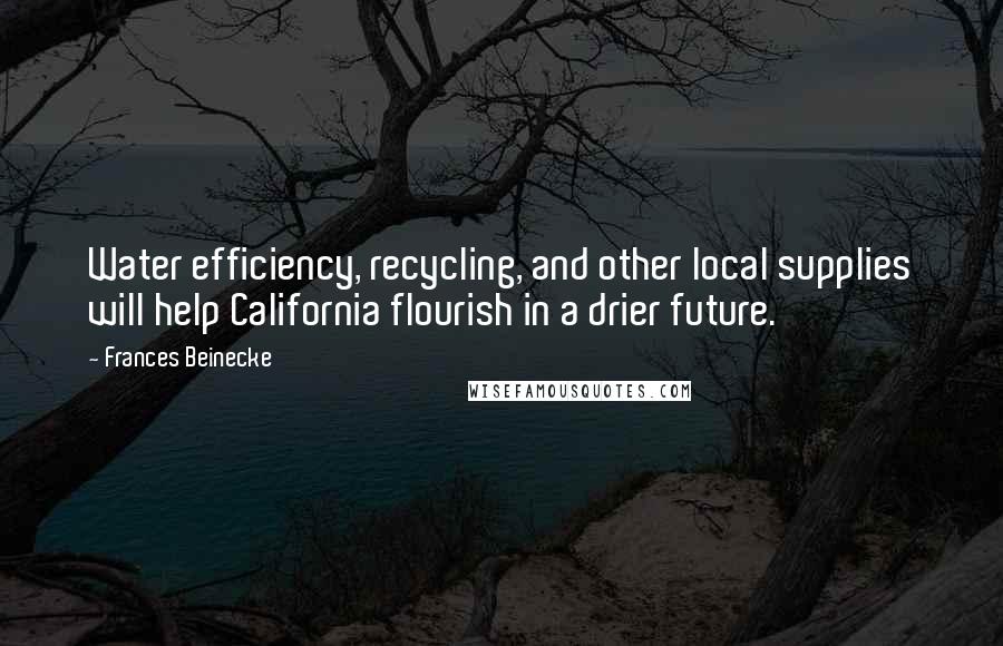 Frances Beinecke Quotes: Water efficiency, recycling, and other local supplies will help California flourish in a drier future.