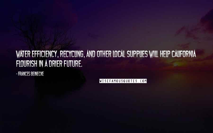 Frances Beinecke Quotes: Water efficiency, recycling, and other local supplies will help California flourish in a drier future.