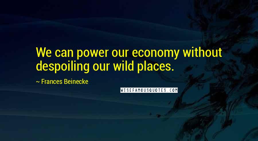 Frances Beinecke Quotes: We can power our economy without despoiling our wild places.