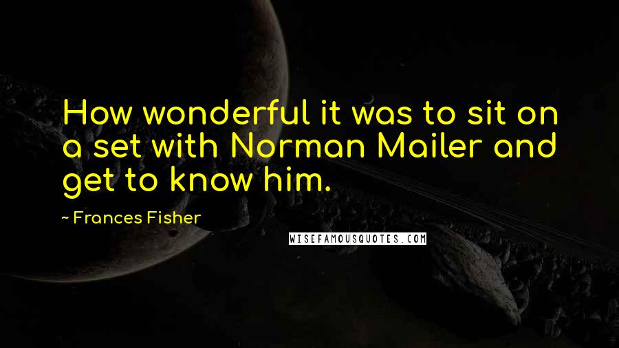 Frances Fisher Quotes: How wonderful it was to sit on a set with Norman Mailer and get to know him.