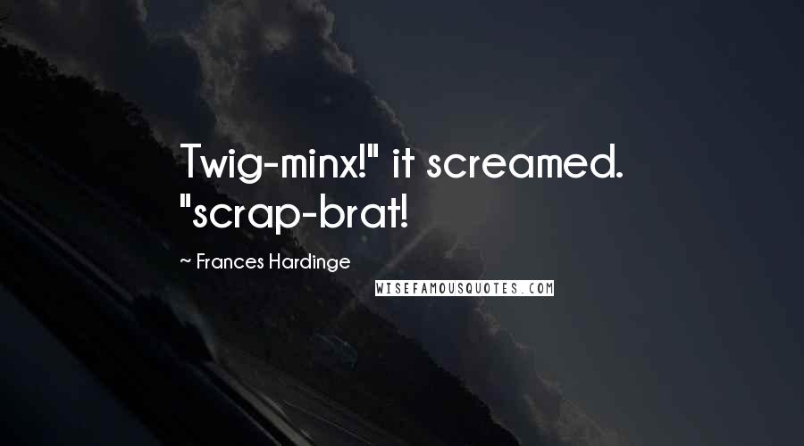 Frances Hardinge Quotes: Twig-minx!" it screamed. "scrap-brat!