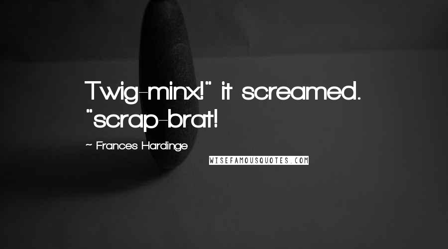 Frances Hardinge Quotes: Twig-minx!" it screamed. "scrap-brat!