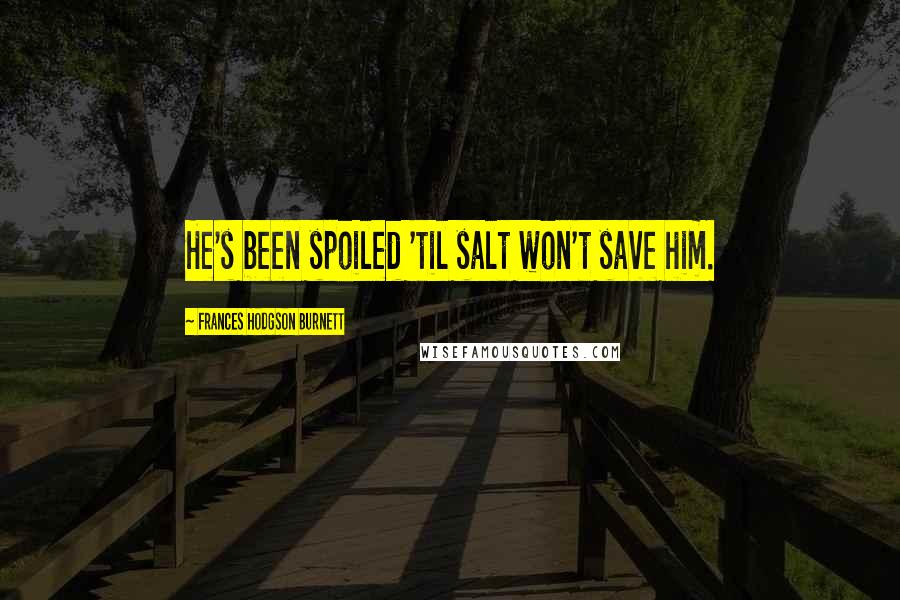 Frances Hodgson Burnett Quotes: He's been spoiled 'til salt won't save him.