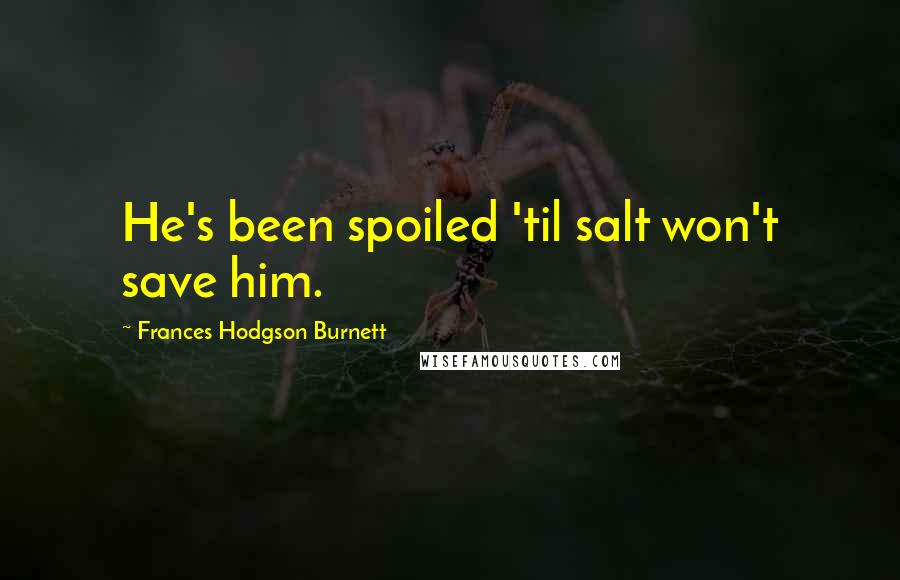 Frances Hodgson Burnett Quotes: He's been spoiled 'til salt won't save him.