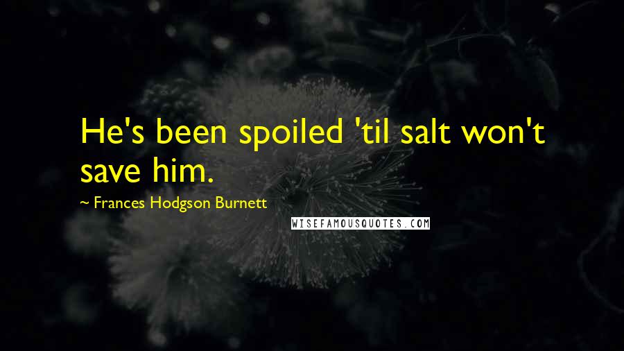 Frances Hodgson Burnett Quotes: He's been spoiled 'til salt won't save him.