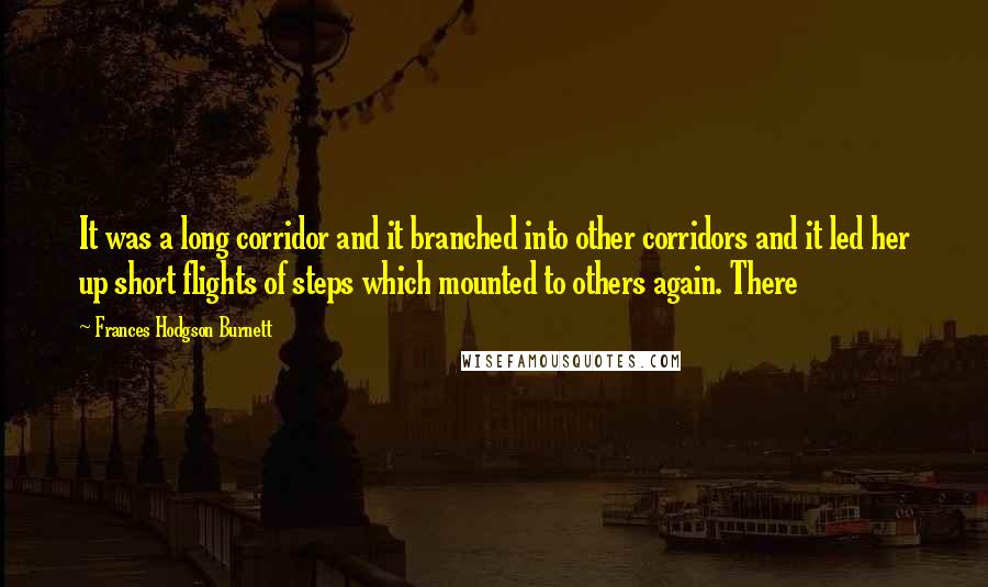 Frances Hodgson Burnett Quotes: It was a long corridor and it branched into other corridors and it led her up short flights of steps which mounted to others again. There