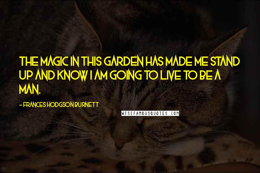 Frances Hodgson Burnett Quotes: The Magic in this garden has made me stand up and know I am going to live to be a man.