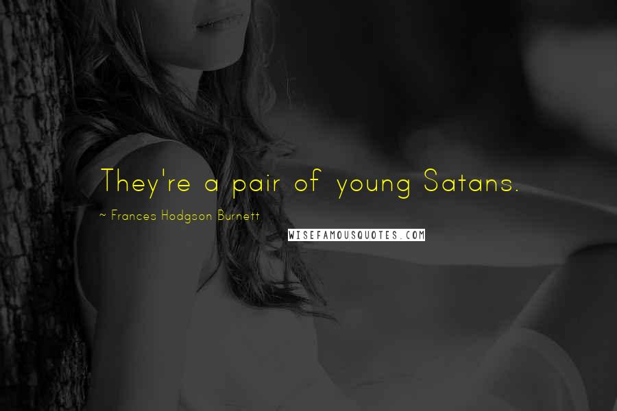 Frances Hodgson Burnett Quotes: They're a pair of young Satans.