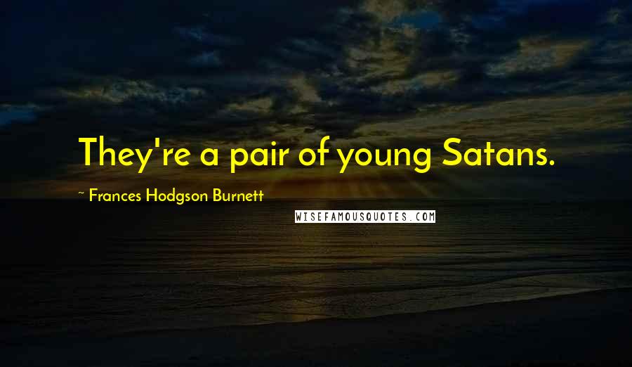 Frances Hodgson Burnett Quotes: They're a pair of young Satans.