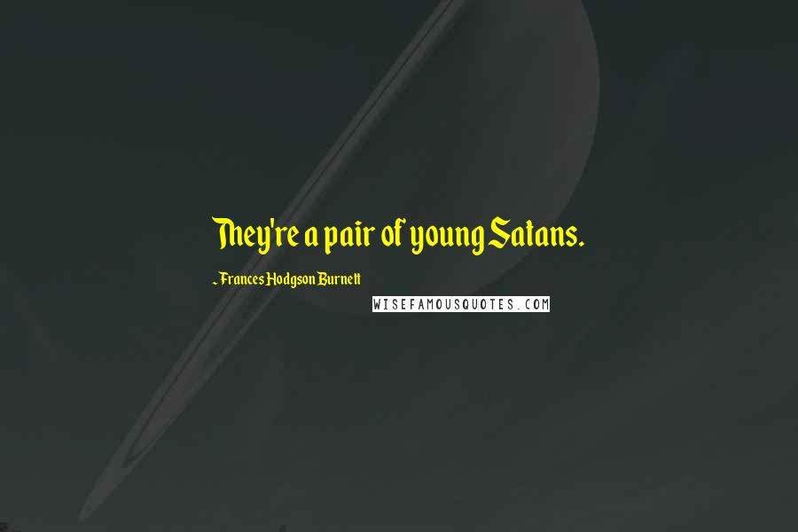 Frances Hodgson Burnett Quotes: They're a pair of young Satans.