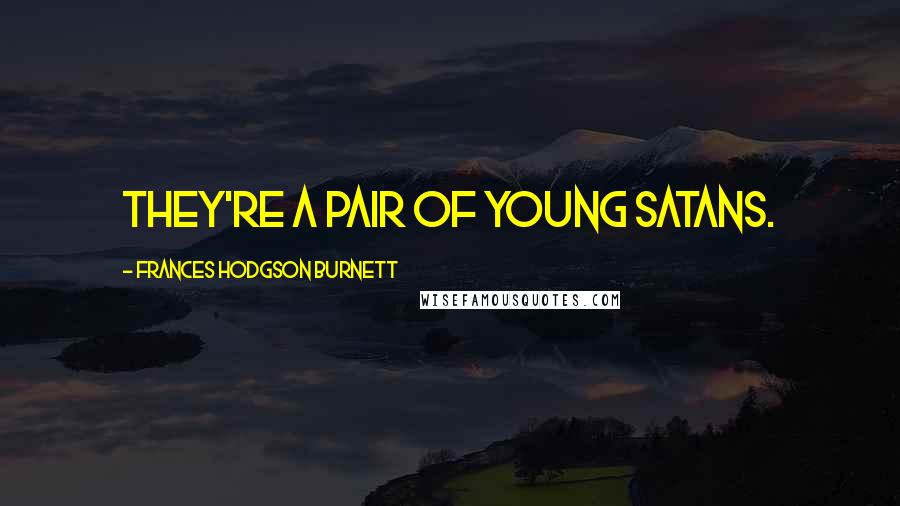 Frances Hodgson Burnett Quotes: They're a pair of young Satans.