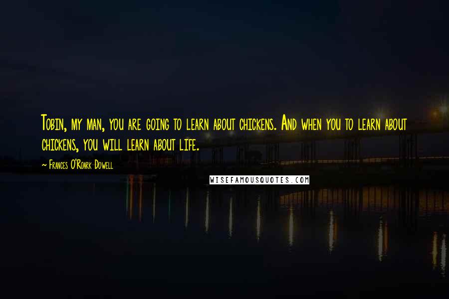 Frances O'Roark Dowell Quotes: Tobin, my man, you are going to learn about chickens. And when you to learn about chickens, you will learn about life.