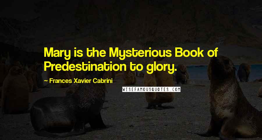 Frances Xavier Cabrini Quotes: Mary is the Mysterious Book of Predestination to glory.