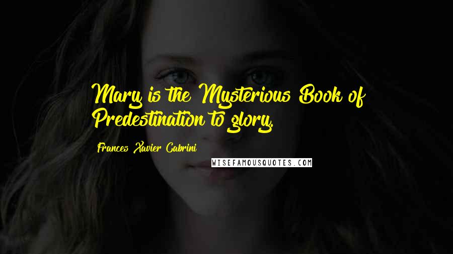 Frances Xavier Cabrini Quotes: Mary is the Mysterious Book of Predestination to glory.